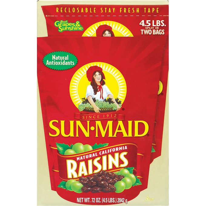 Pasas, Sun-Maid Raisins, Bolsa 2 kg, Caja 2 unidades