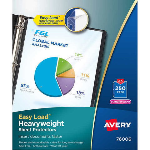 Funda transparente para hojas, Avery Premium Heavyweight Sheet Protectors, Paquete 250 unidades