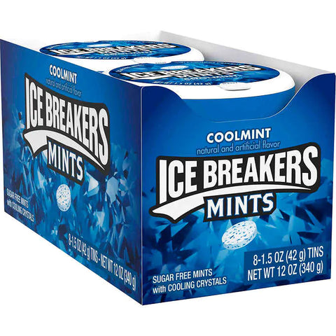 Mentas , Ice Breakers Sugar Free Mints, Cool Mint, 1.5 oz, Caja 8 unidades