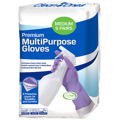 Guantes multiuso, Clean Ones Premium Latex and Nitrile Multi-Purpose Gloves, Medium, Paquete 9 pares