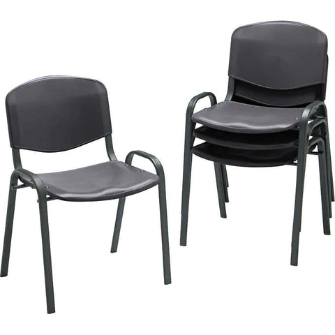 Sillas para oficina, Safco Stacking Chair, Black. Paquete 4 unidades