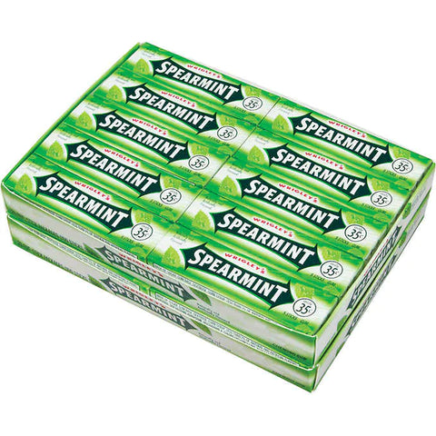 Chicle sabor a hierbabuena sin azúcar, Wrigley's Spearmint Chewing Gum, Original 35 Cent Gum, 5 piezas, Caja 40 unidades