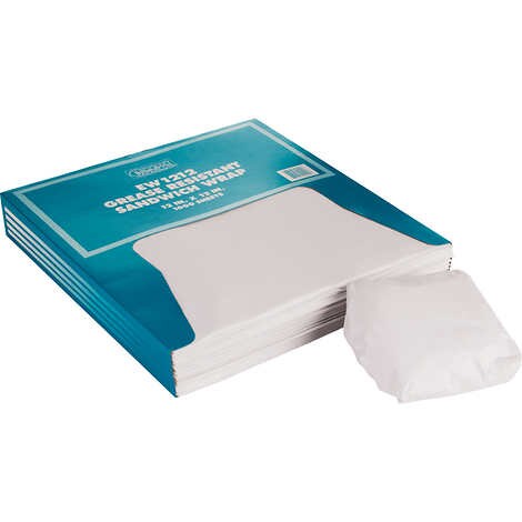 Papel para envolver blanco, Bagcraft Deli Wrap, 12"L x 12"W, White, Caja 1000 unidades