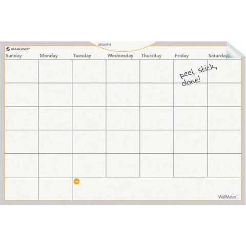 Planificador tipo pizarra, At-A-Glance WallMates Self-Adhesive Dry Erase Monthly Planning Surface, 36" x 24", White