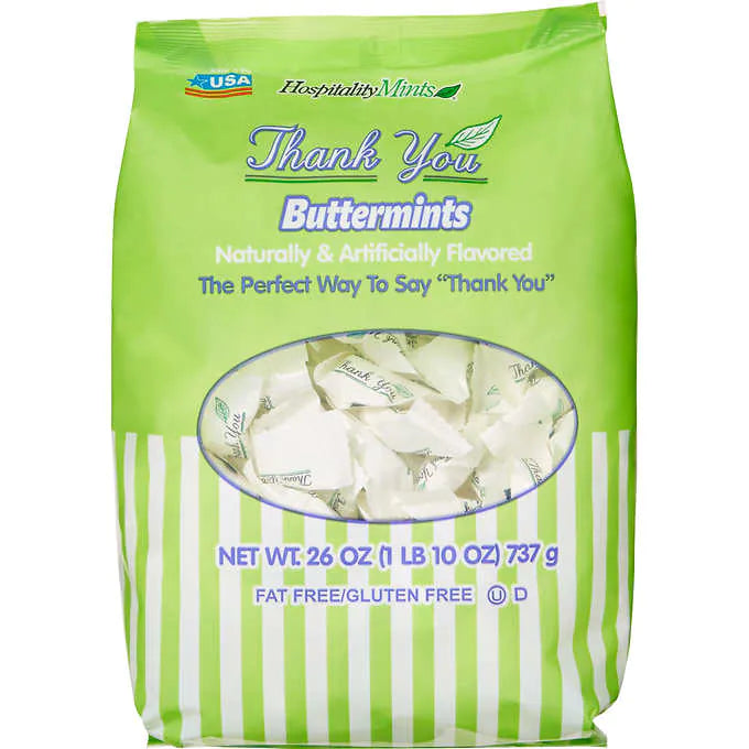 Mentas gluten free, Hospitality Mints, Thank You Buttermints, Bolsa 737 gr