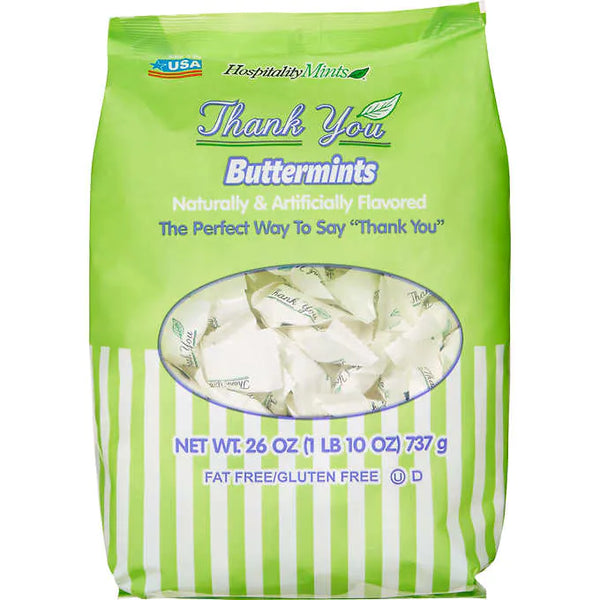 Mentas gluten free, Hospitality Mints, Thank You Buttermints, Bolsa 737 gr