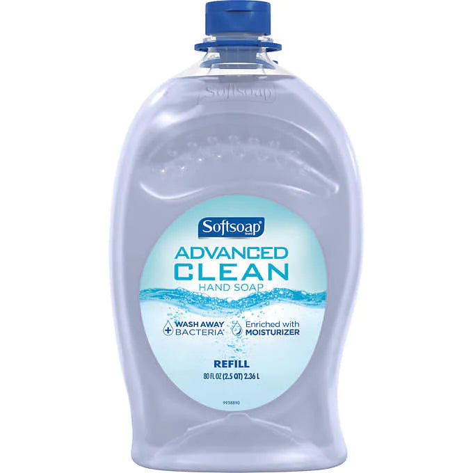 Jabón líquido para manos, Softsoap Advanced Clean Liquid Hand Soap Refill, 80 fl oz, Caja 2 unidades