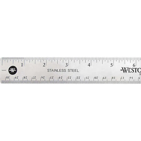Regla de acero inoxidable, Westcott 12" Standard and Metric Ruler, Stainless Steel