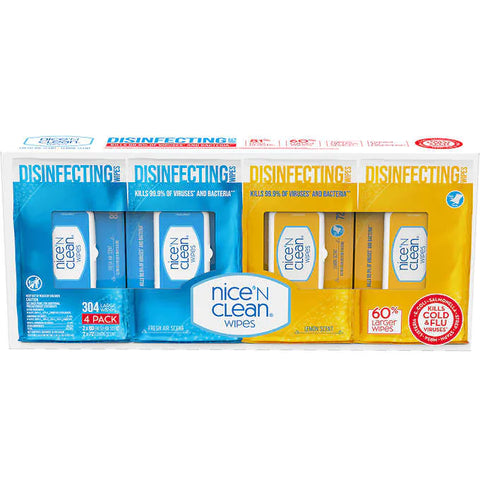 Toallitas desinfectantes para manos, Nice'N Clean Disinfecting Wipes, Variety Pack, Caja 304 unidades