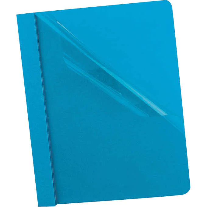 Carpeta Oxoford, Oxford Clear Front Report Cover, Light Blue, Paquete 25 unidades