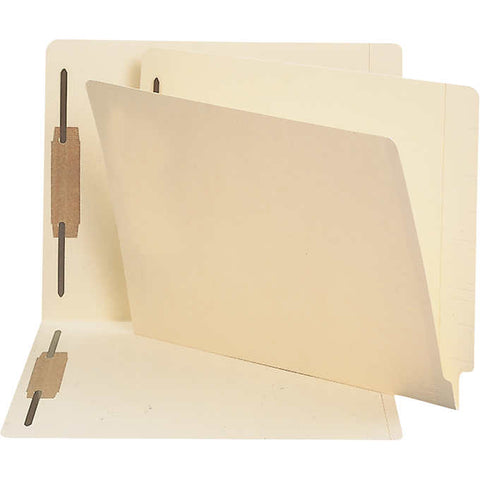 Carpeta con sujetador, Smead End Tab Fastener Folder, Shelf-Master Reinforced Straight Cut Tab, 2 Fasteners, Letter, Manila, Paquete 50 unidades