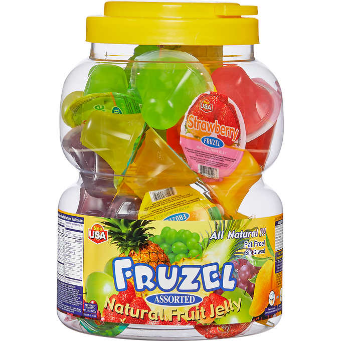 Gelatina de frutas, Neo USA Fruzel Natural Fruit Jelly, Assorted, 1.34 oz, Caja 38 unidades