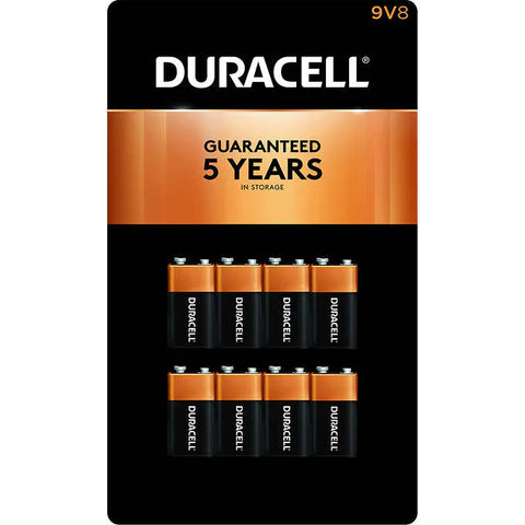 Baterías, Duracell Coppertop Alkaline Batteries, 9 Volt, 8 unidades