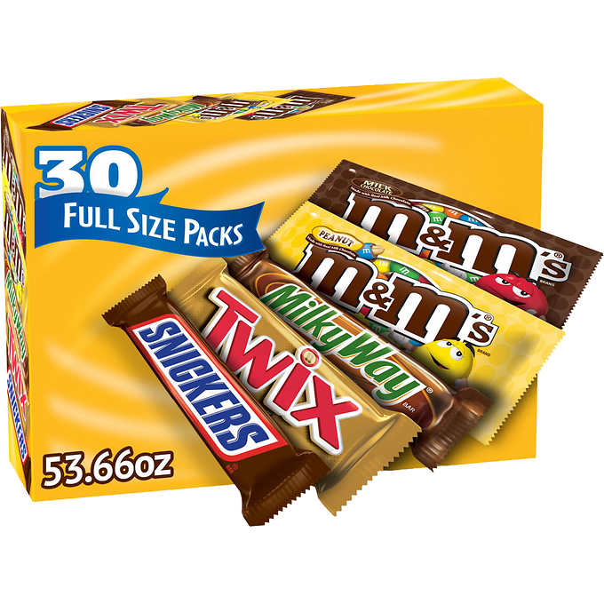 Chocolate Hershey's variado, M&M'S, Snickers and More Chocolate Candy Bars, Variety Pack, Caja 30 unidades