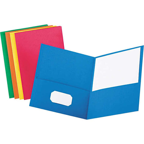 Carpeta con bolsillo colores varios, Oxford Twin Pocket Folder, Assorted Colors, Paquete 50 unidades