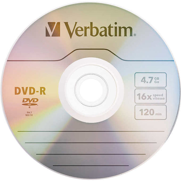 Discos compactos, Verbatim 16x DVD-R Disc, 4.7GB / 120 Minute Capacity, Caja 100 unidades