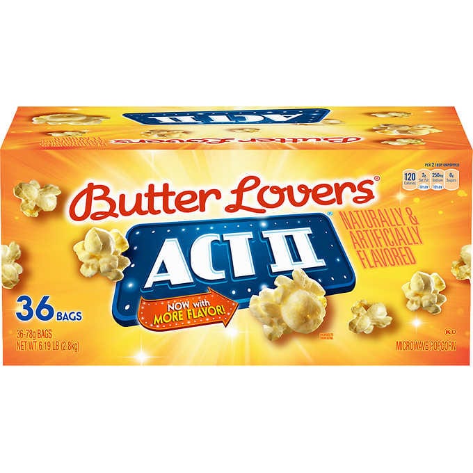 Palomitas de maíz, Act II Microwave Popcorn, Butter Lovers, 2.75 oz, Caja 36 unidades