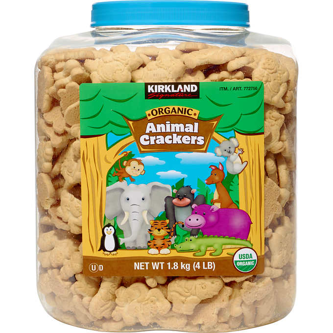 Galletas dulces orgánicas, Kirkland Signature Organic Animal Crackers, Envase 1.8 kg