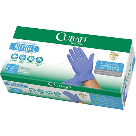 Guantes de nitrilo desechables "pequeños", Curad Durable Nitrile Exam Gloves, Small, Caja 600 unidades