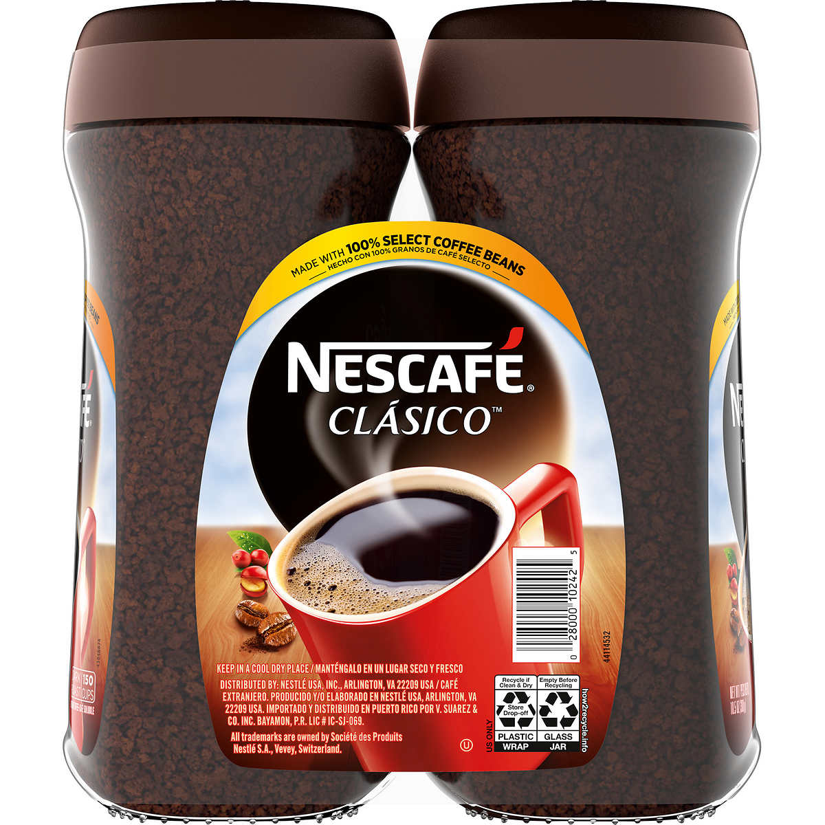 Café Instantáneo Clásico Instant Coffee, Oscuro 10.5 oz. Paquete 2 unidades