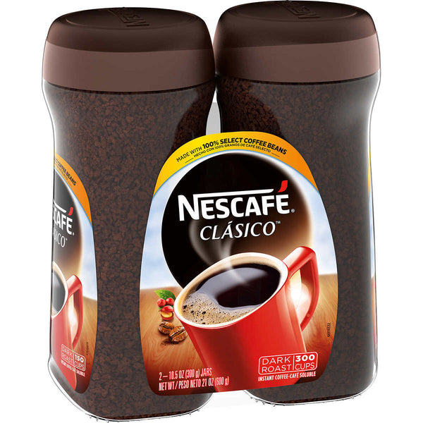 Café Instantáneo Clásico Instant Coffee, Oscuro 10.5 oz. Paquete 2 unidades