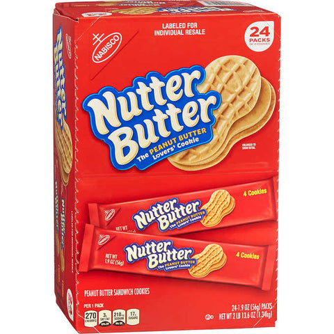 Galletas de mantequilla de maní, Nutter Butter Cookies, 1.9 oz, Caja 24 unidades