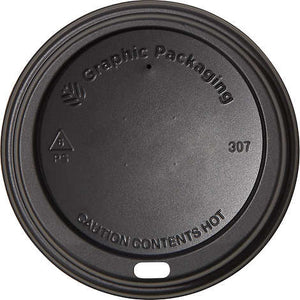 Tapas para Vaso . Color Negro. Graphic Packaging Hot Cup Dome Lid. 10-24 oz. Caja 600 unidades