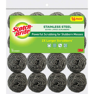 Esponjas, Scotch-Brite Stainless Steel Scrubber, Paquete 16 unidades